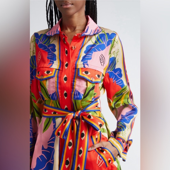 Farm Rio Surreal Scarf Print Shirtdress - Picture 3 of 10
